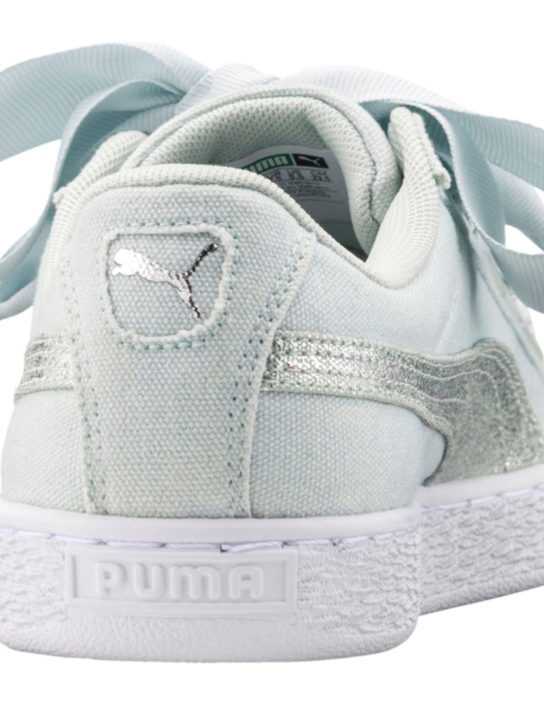 Zapatillas Puma Basket azul con lazo de mujer