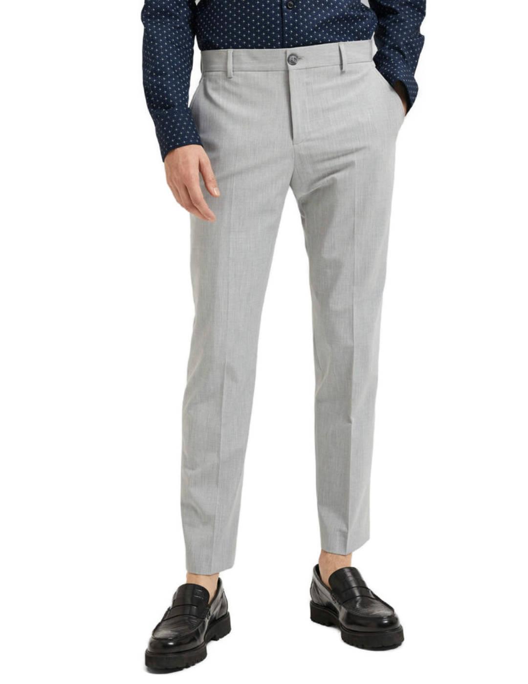 Pantalón Selected traje slim gris tobillero para hombre