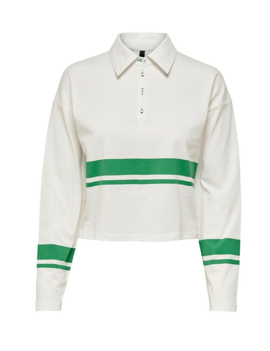 Polo Only blanco/verde manga larga de mujer