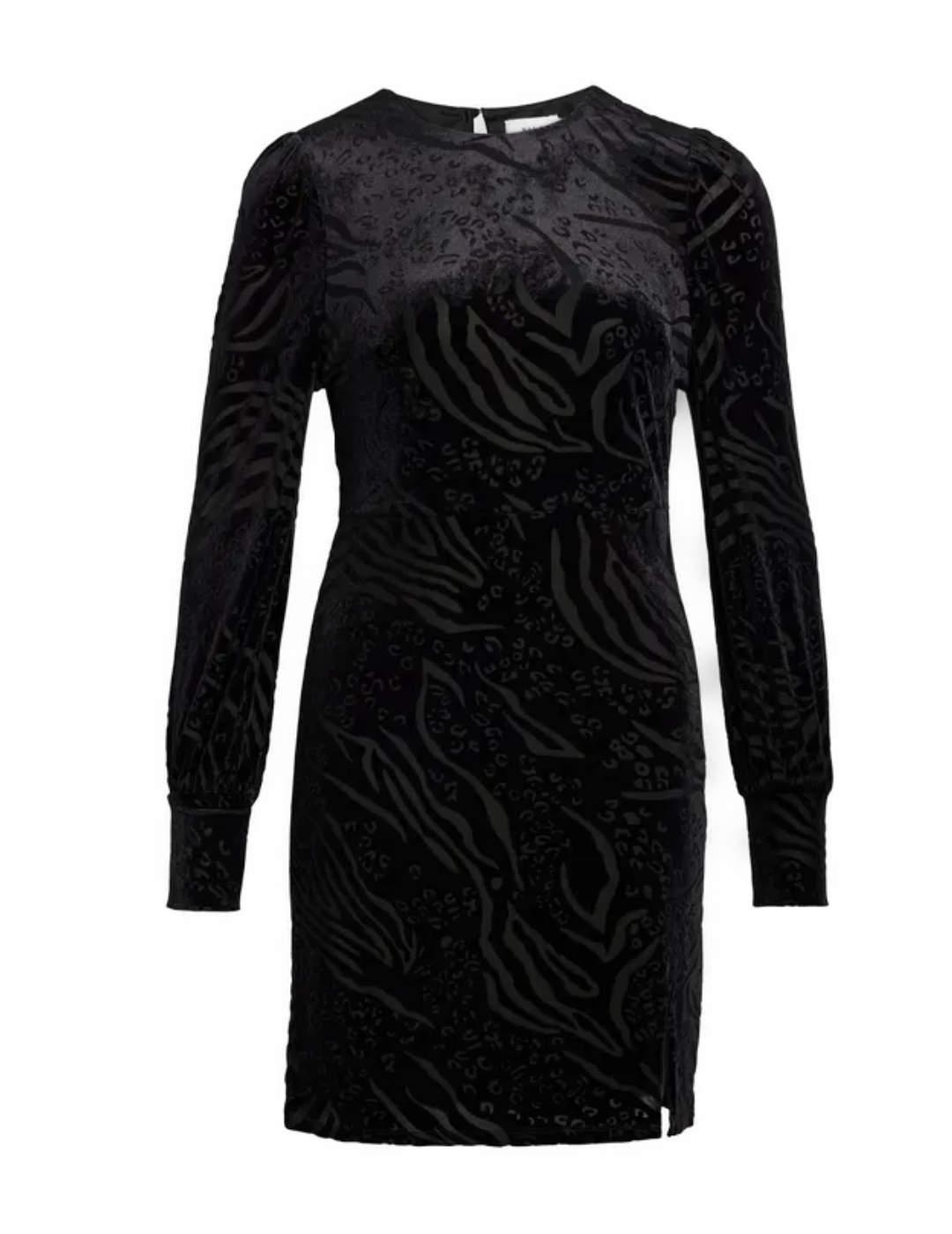 Vestido Vila Layla midi negro manga larga para mujer