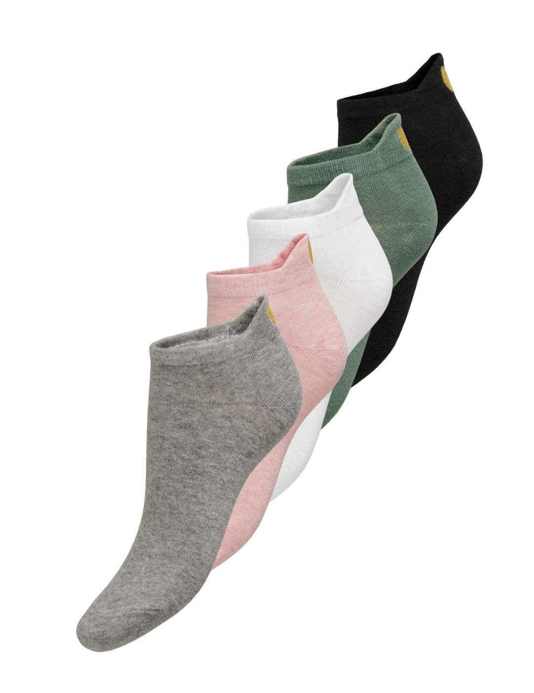 Pack de 5 calcetines Only Lea varios colores tobillero mujer