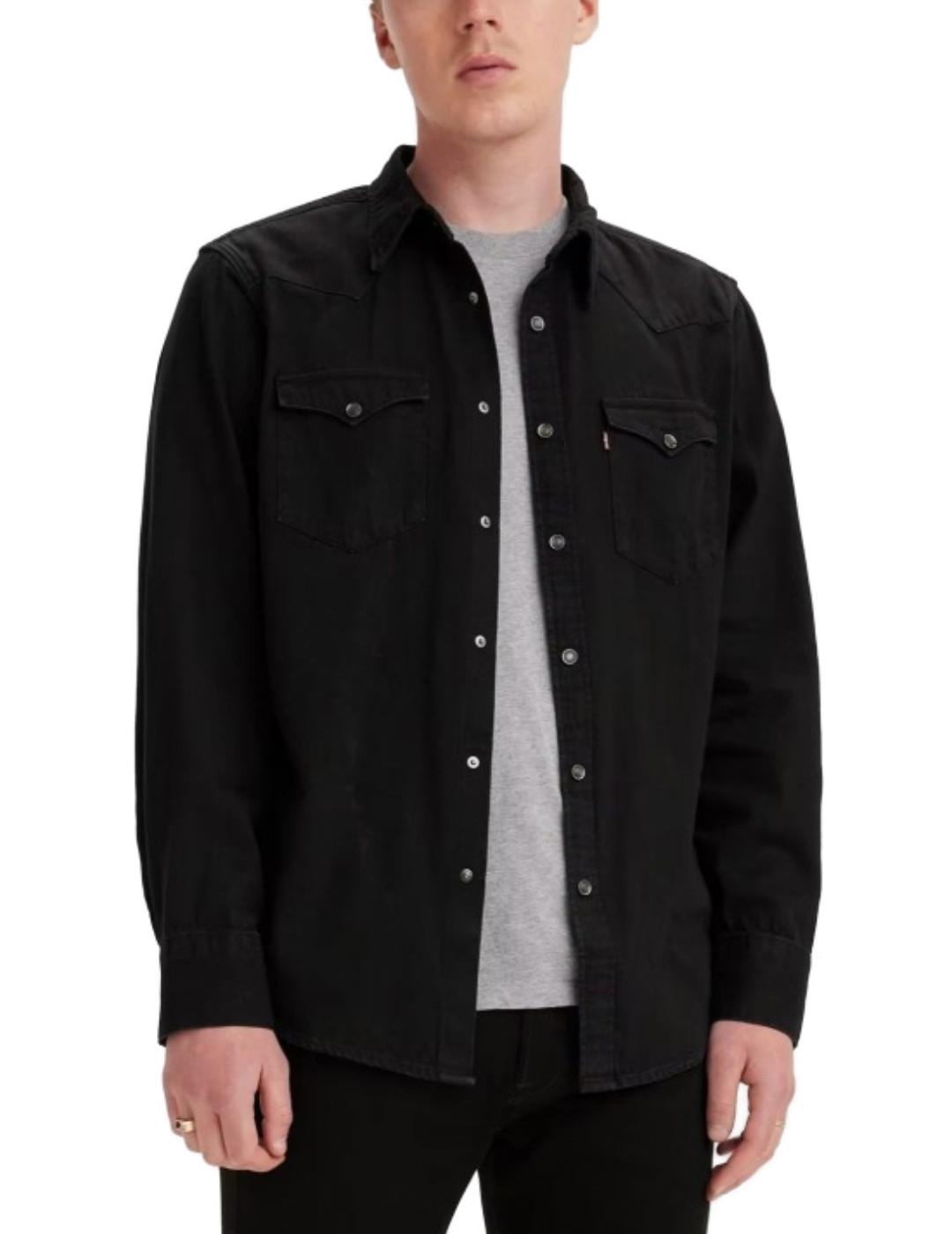 Camisa Levi´s vaquera negra con bolsillos Regular fit hombre