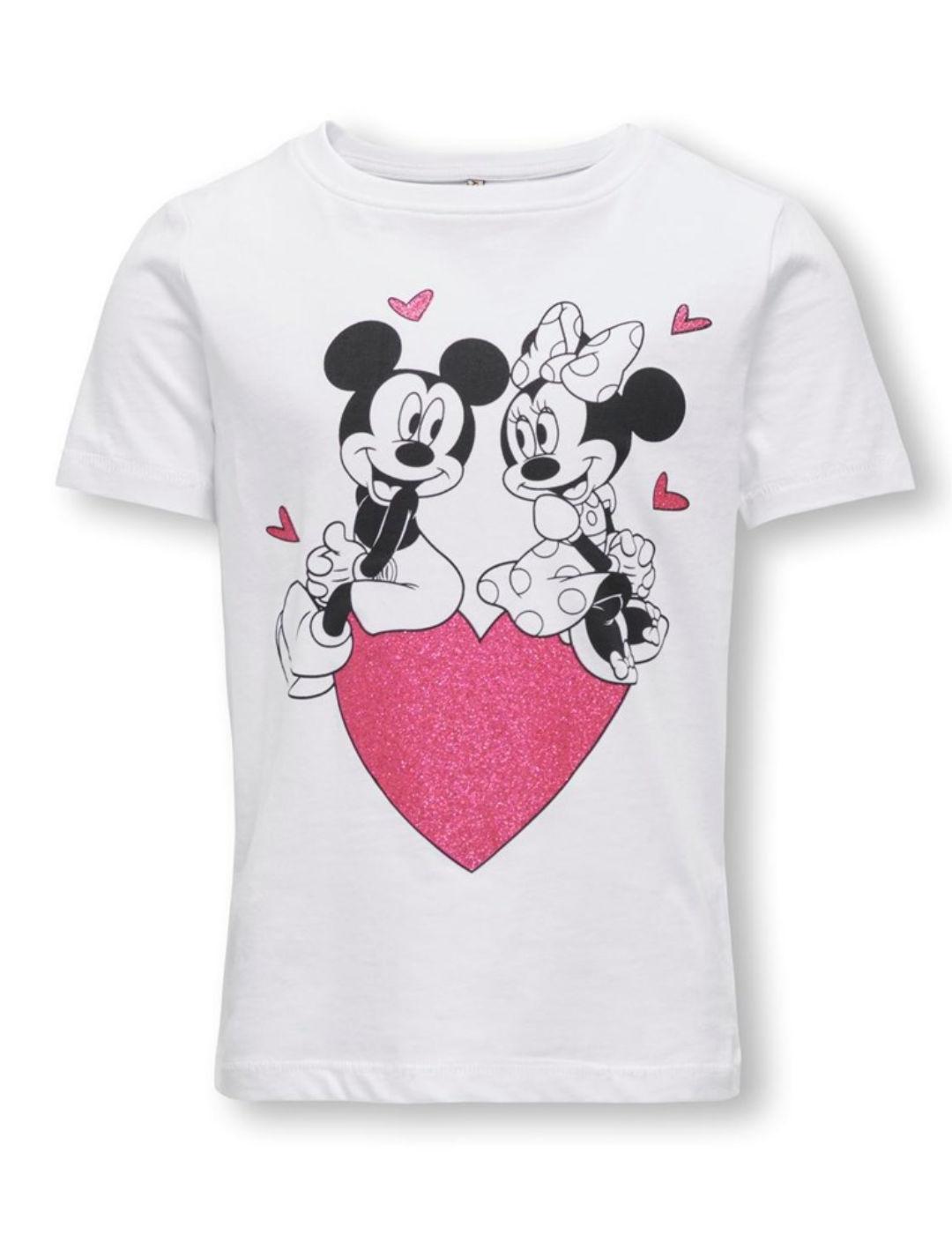 Camiseta Only Kids Mickey blanca manga corta para niña