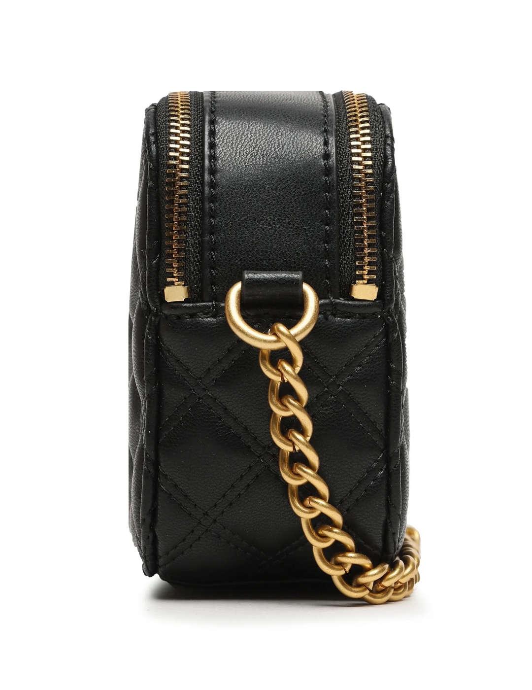 Bolso Guess Giully Negro Guateado Con Cadena Dorada De M