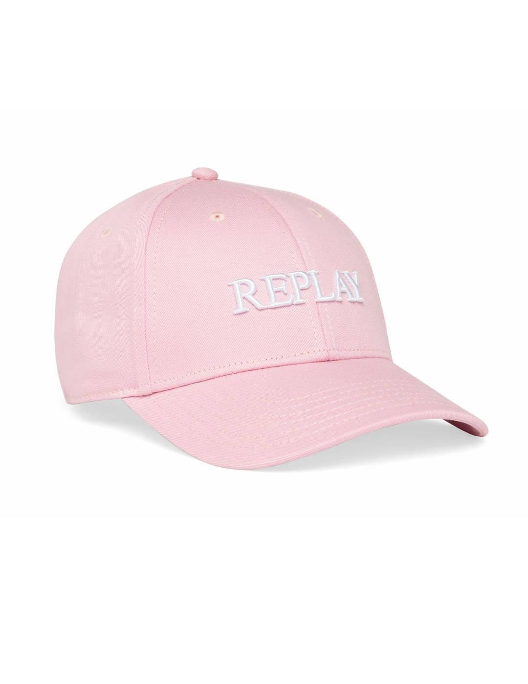 Gorra Replay rosa palo logo con hebilla ajustable para mujer