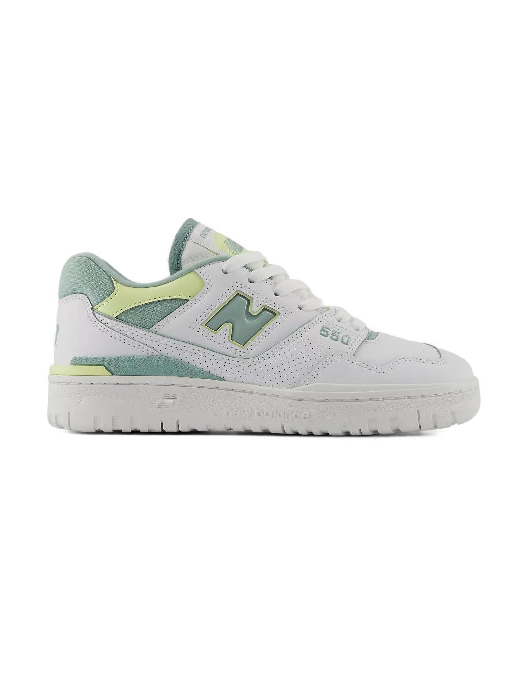Zapatillas New Balance 550 blanca y verde mujer-NE