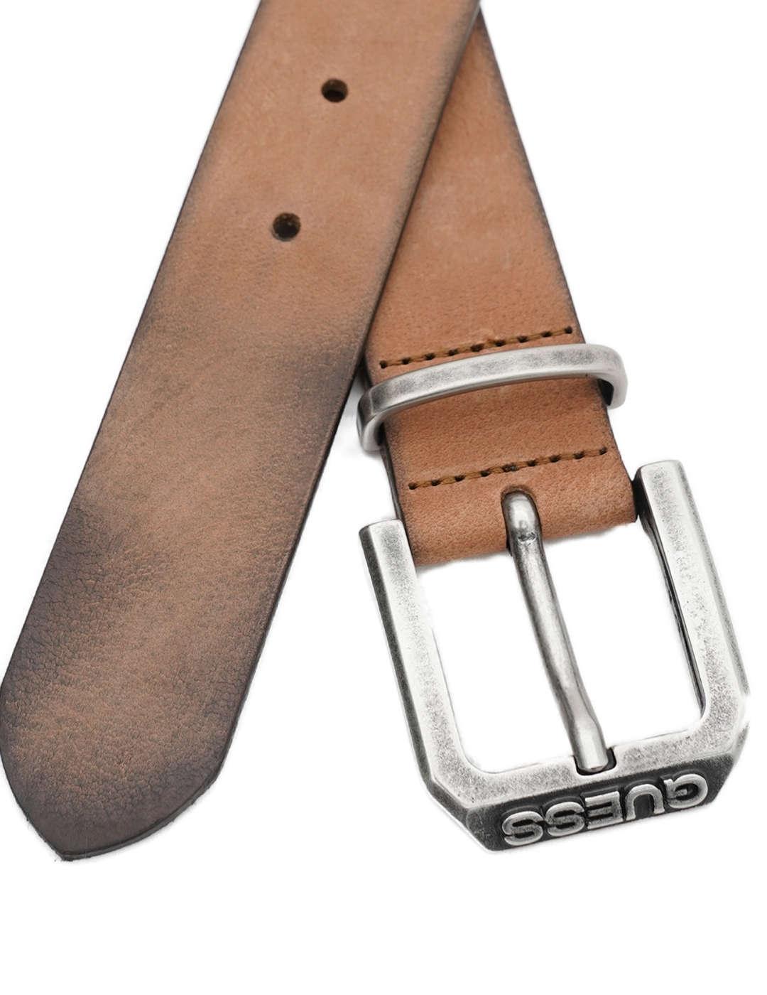 Cinturón Guess marrón coñac hebilla en relieve para hombre