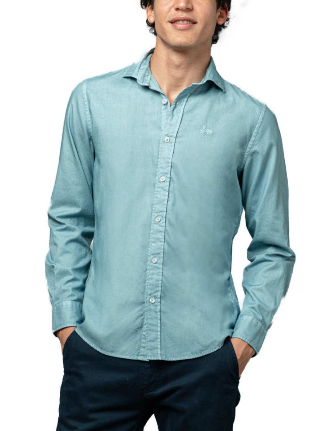Camisa Scotta Estructura pinpoint azul grisáceo para hombre