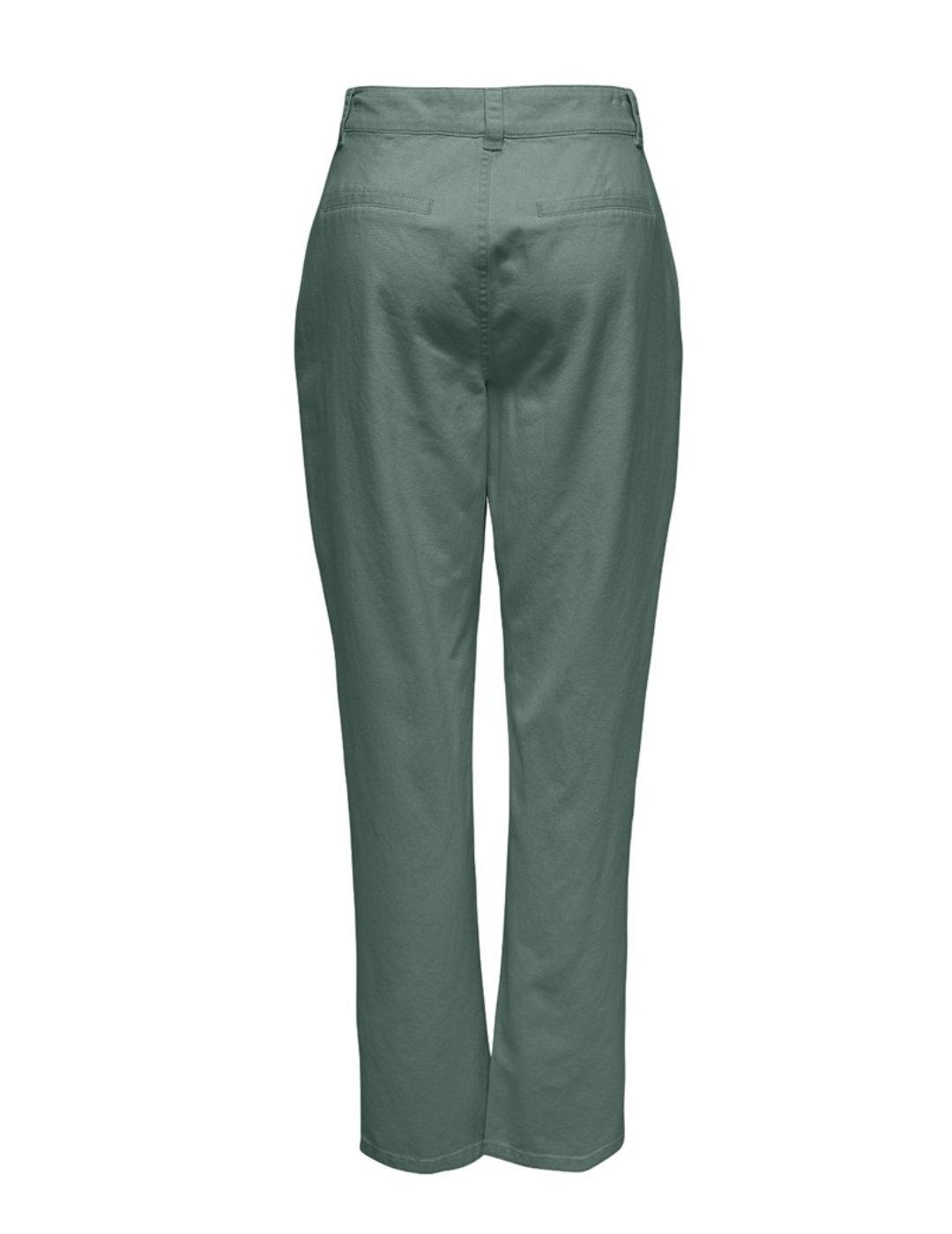 Pantalón chino Darsy verde oscuro tiro alto para mujer