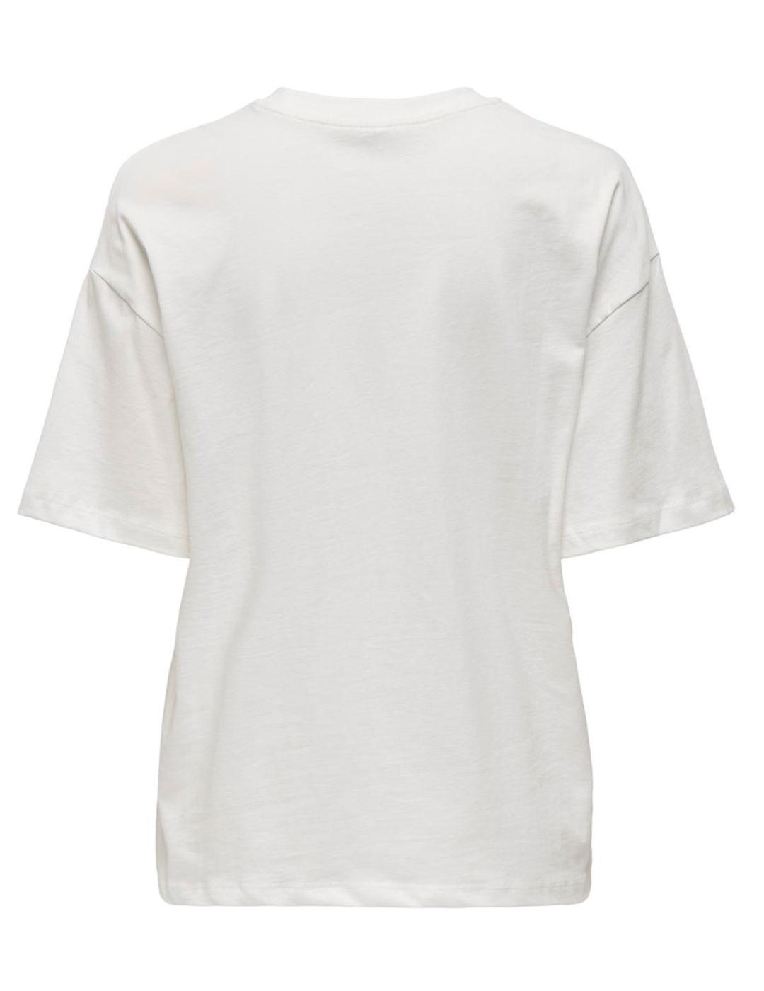 Camiseta Only Carly blanco Heartbrea manga corta para mujer