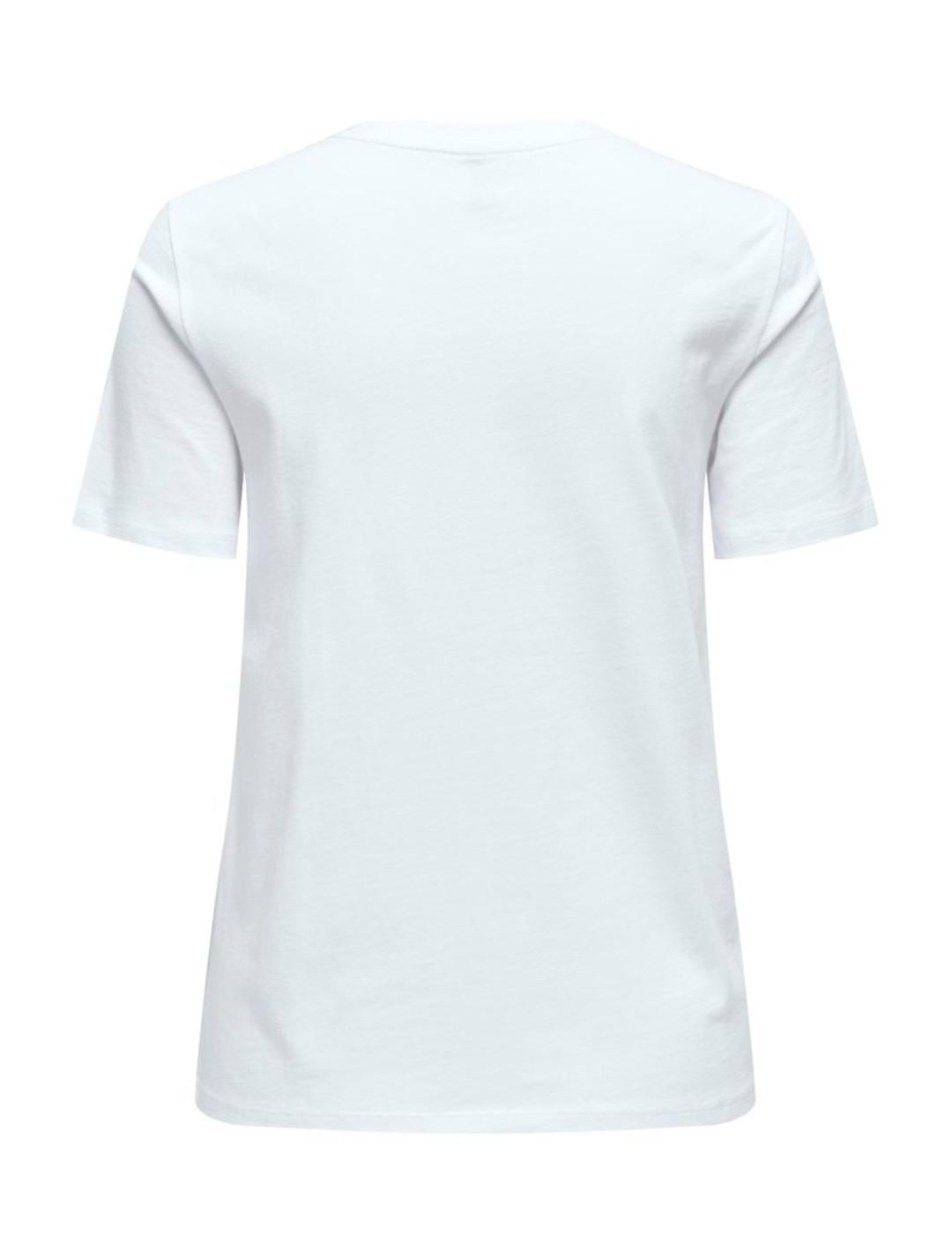 Camiseta Only Dorte blanco perros manga corta para mujer