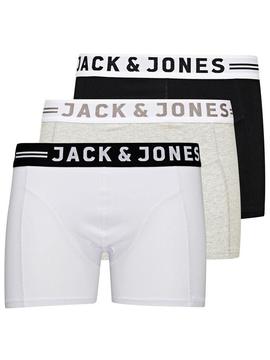 Intimo Jack&Jones pack3 gris blanco negro hombre-&
