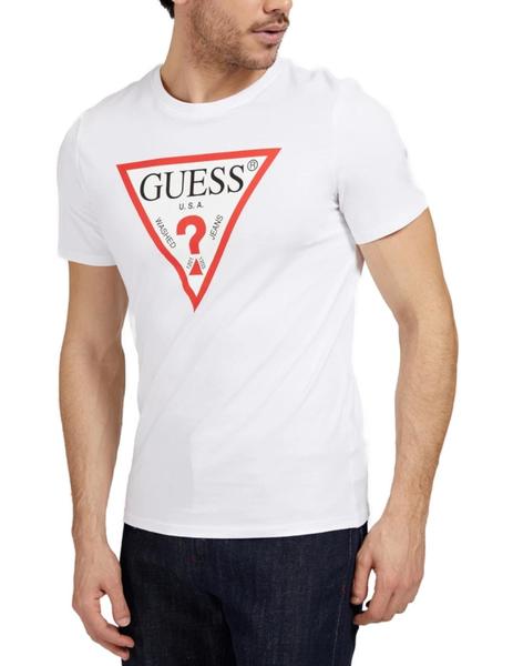 apretado Educación Bajar Camiseta Guess SS Logo blanca para hombre-y