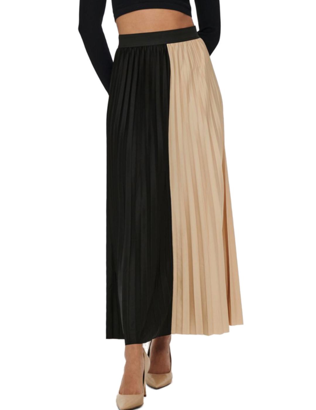 Falda negra para mujer, falda plisada de cintura alta con  flecos negros, falda larga beige, falda aline para mujer, Café : Ropa,  Zapatos y Joyería