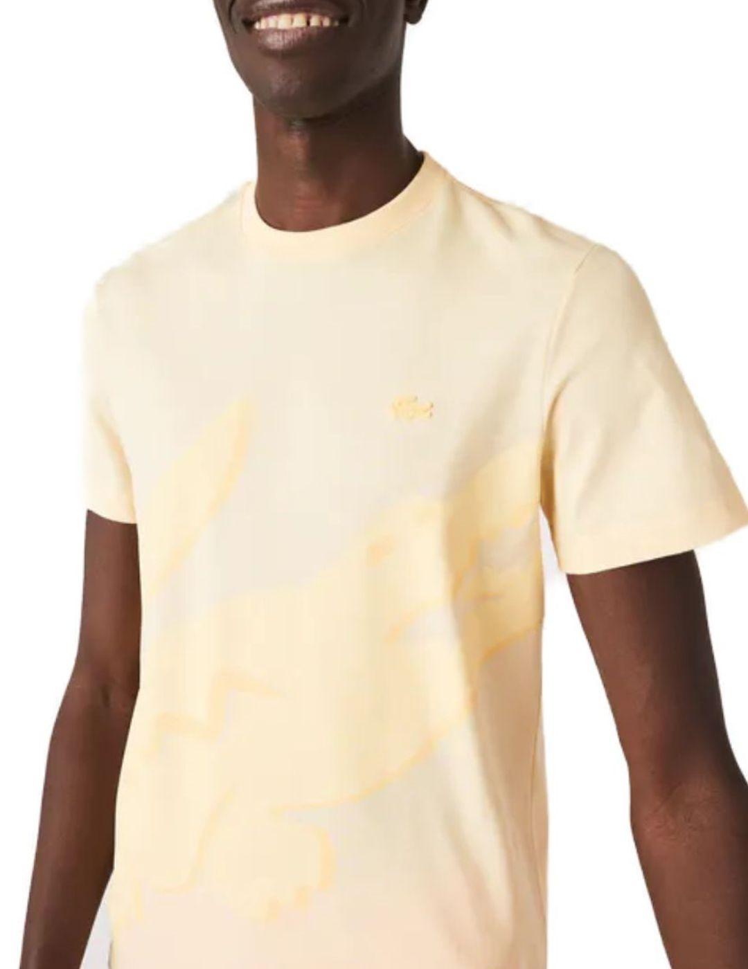 Gruñón Susteen Seguro Camiseta Lacoste amarilla logo maxi para hombre-a