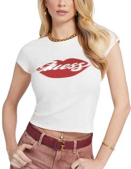 Camiseta Guess Lips beige para mujer-b