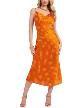 Vestido Guess Akilina midi naranja para mujer