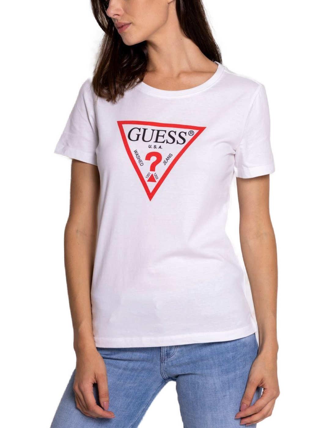 usuario pastel Resonar Camiseta Guess original basica blanco para mujer-z