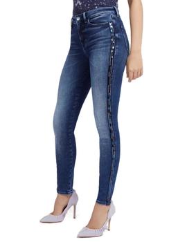 Pantalón vaquero Guess skinny azul con lentejuelas de mujer