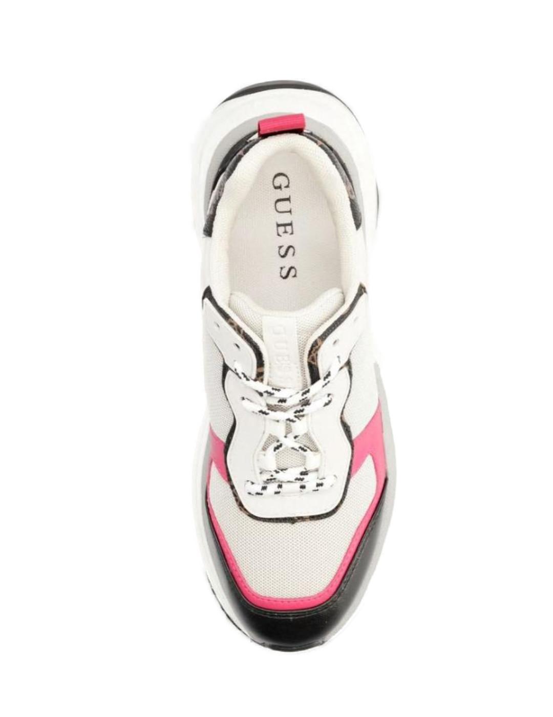 Zapatillas Guess  Jennea 2  color blanco y fucsia para mujer