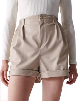 Shorts Salsa polipiel beige para mujer-b