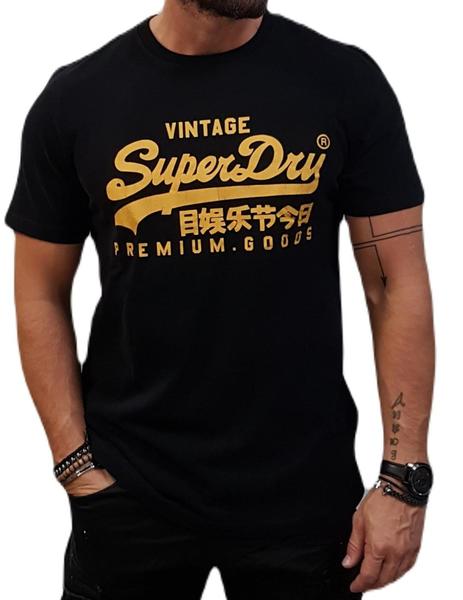 Superdry Camiseta estampada - nero black marl/negro 