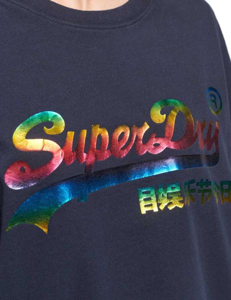 Superdry Superdry Hombres Letra Logotipo Impresión Casual Suelta Media  Manga Camiseta Cuello Redondo B