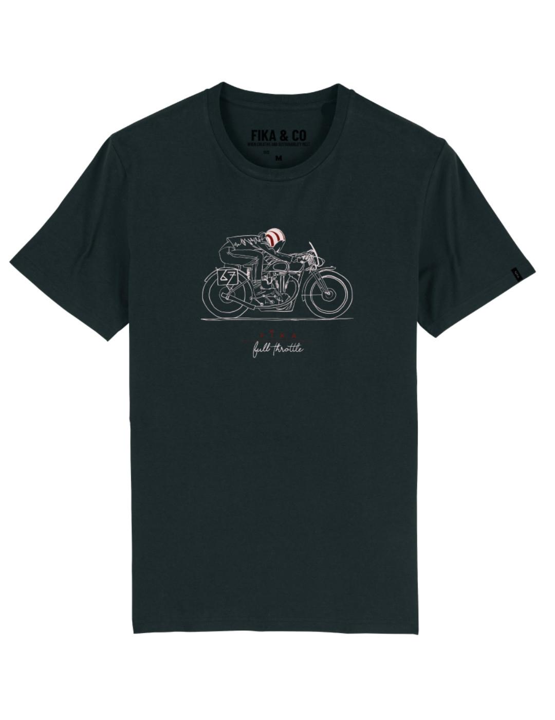 Camiseta Fika & Co Full throttle negra de hombre-b