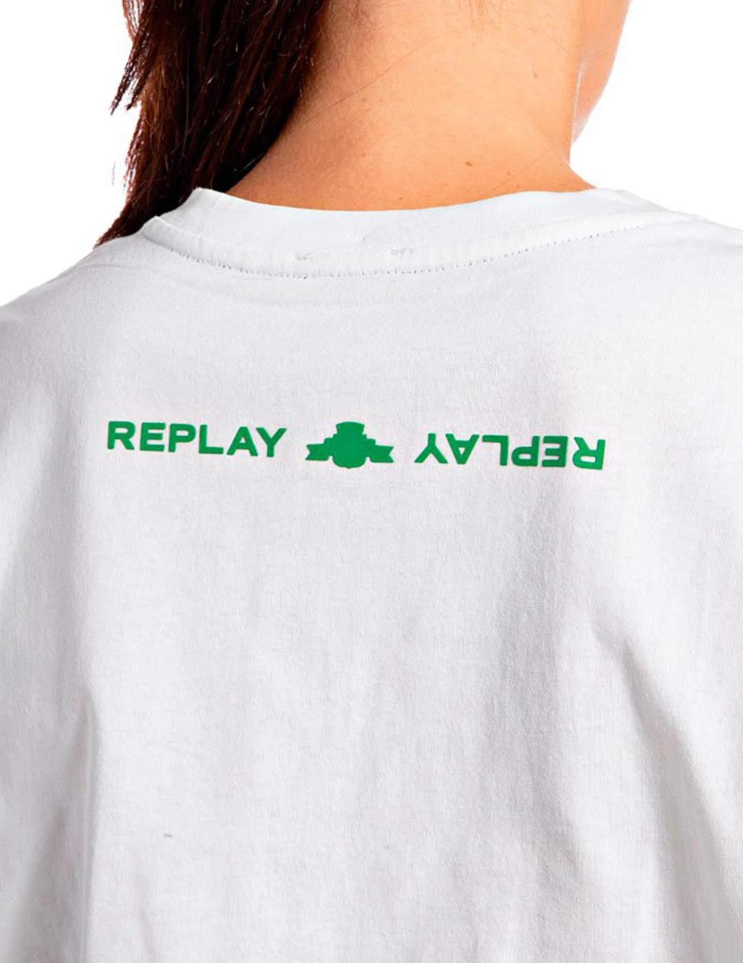 Camiseta Replay blanca  para mujer -b