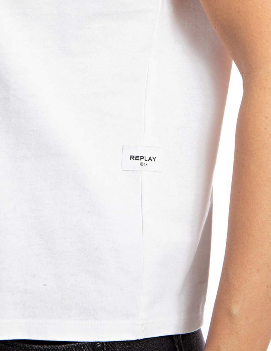 Camiseta Replay blanca  para mujer -b