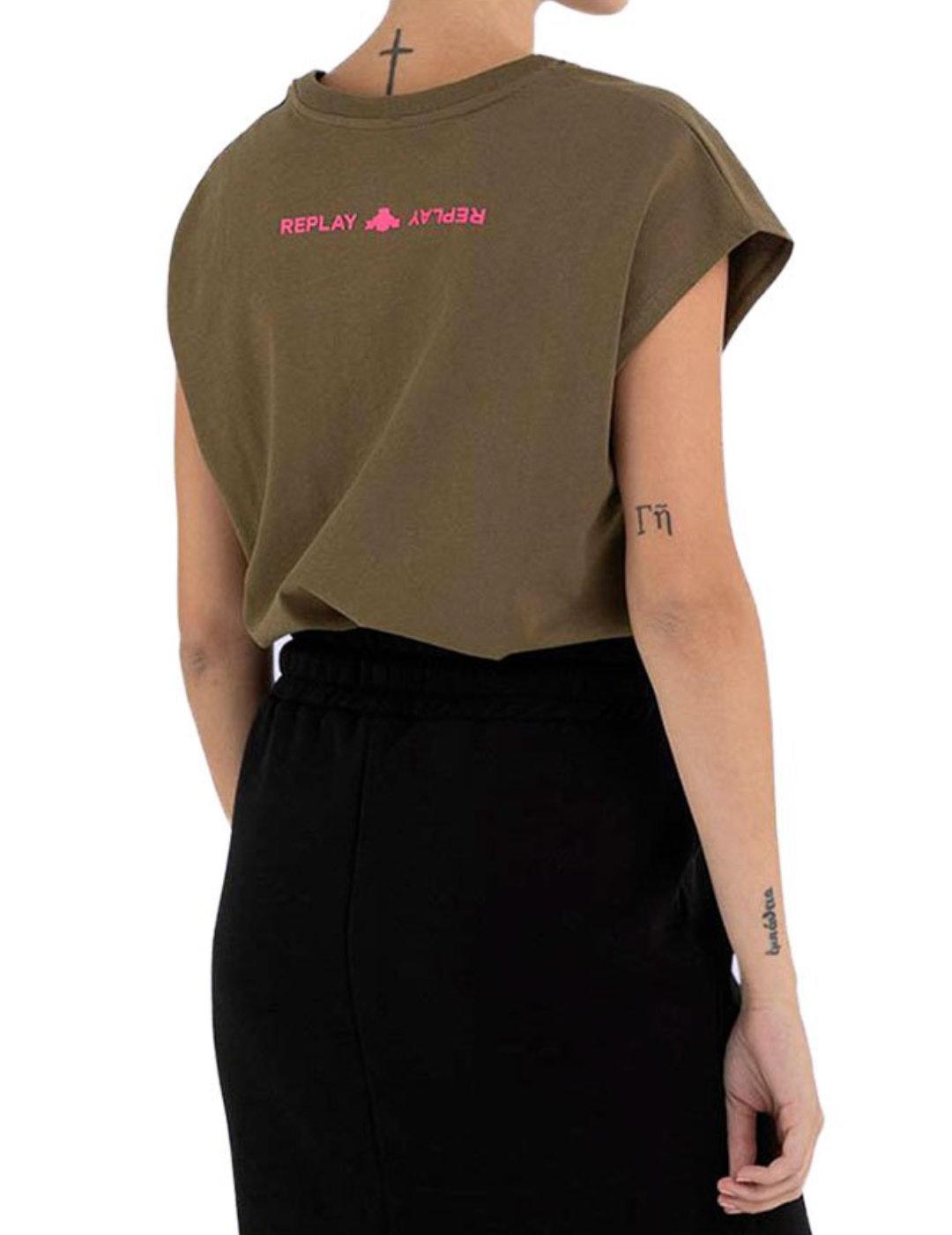 Camiseta Replay verde para mujer-b