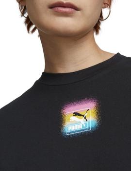 Camiseta Puma manga corta de color negra para mujer