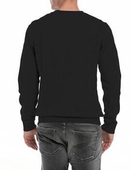 Sudadera Replay negra con línea blanca de hombre