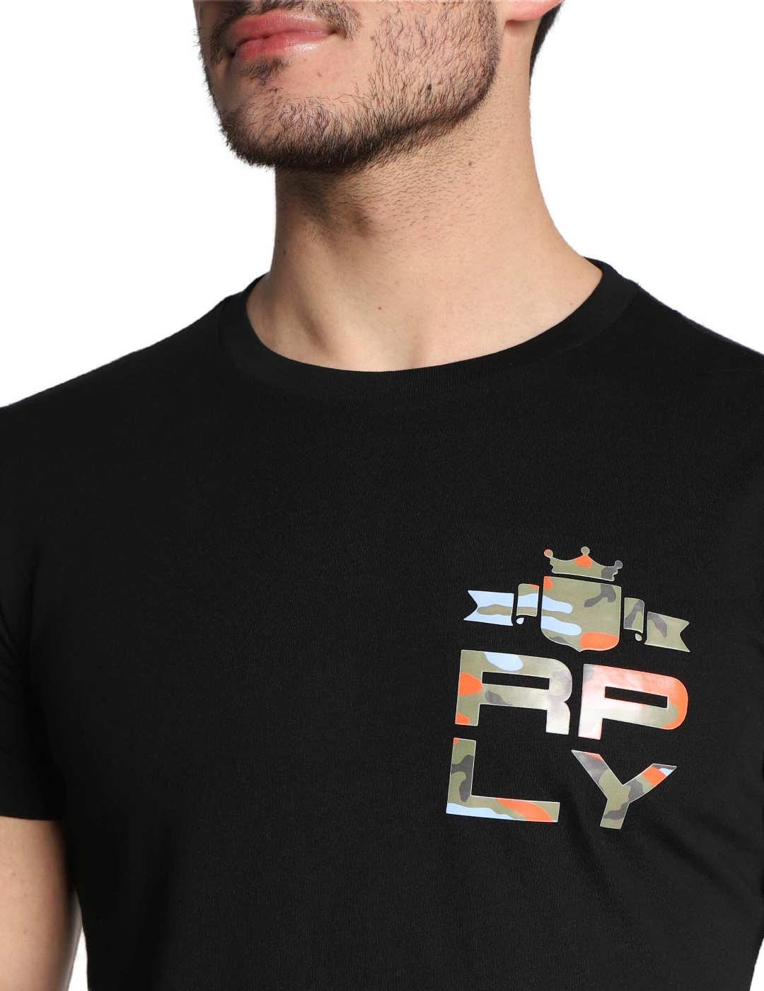 Camiseta Replay negra con letras de hombre