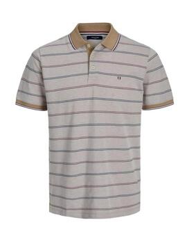 Polo Jack&Jones Blugunner rayas beige para hombre