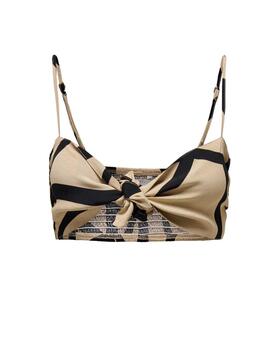 Top mini Only Ava beige estampado para mujer