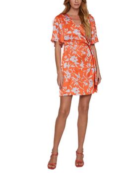 Vestido mini cruzado Vila Flam naranja para mujer