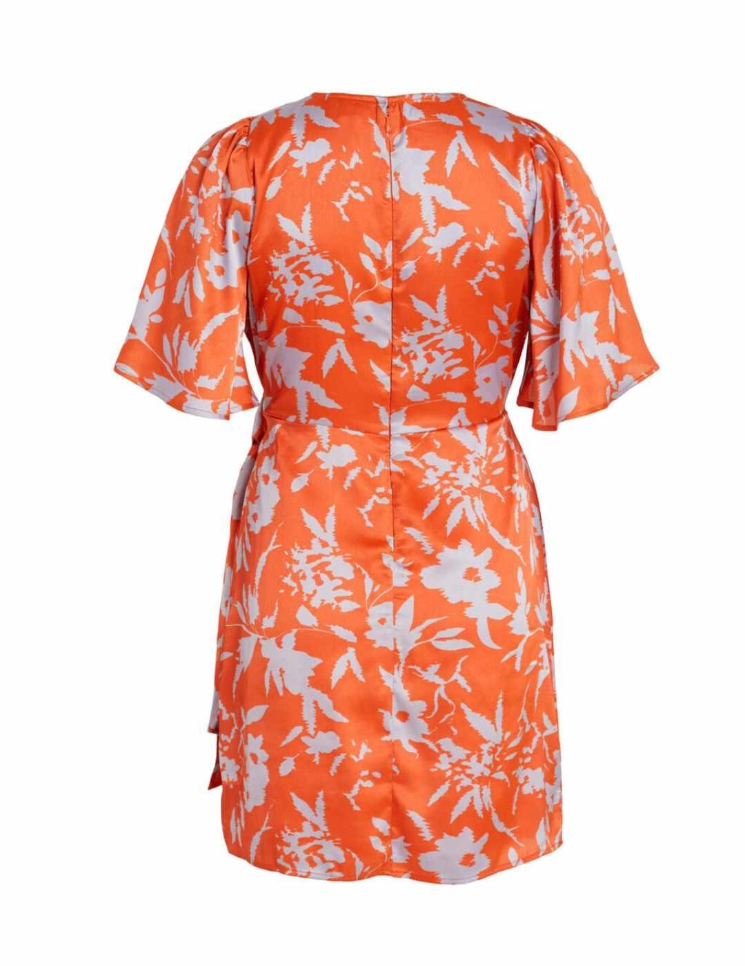 Vestido mini cruzado Vila Flam naranja para mujer