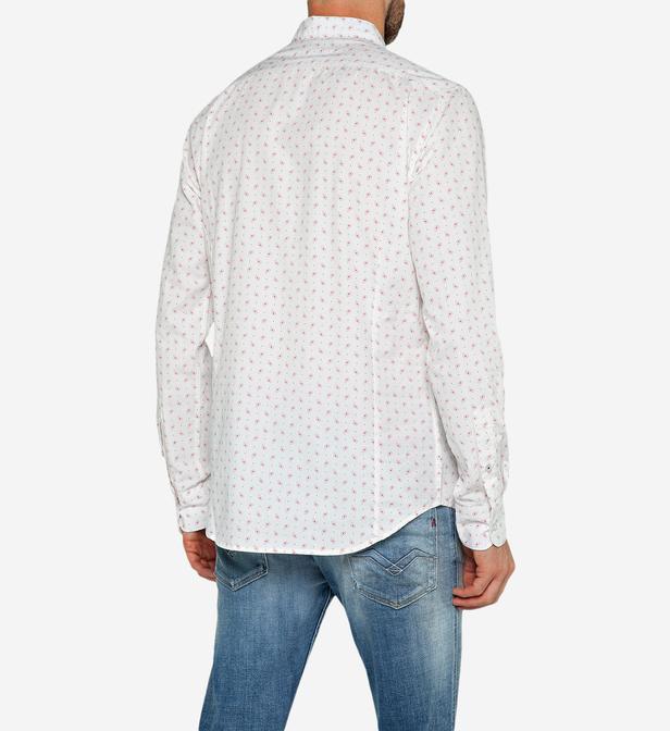 Camisa Replay blanca estampado mini regular para hombre