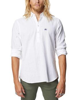 Camisa Altonadock blanca polera con logo slim para hombre
