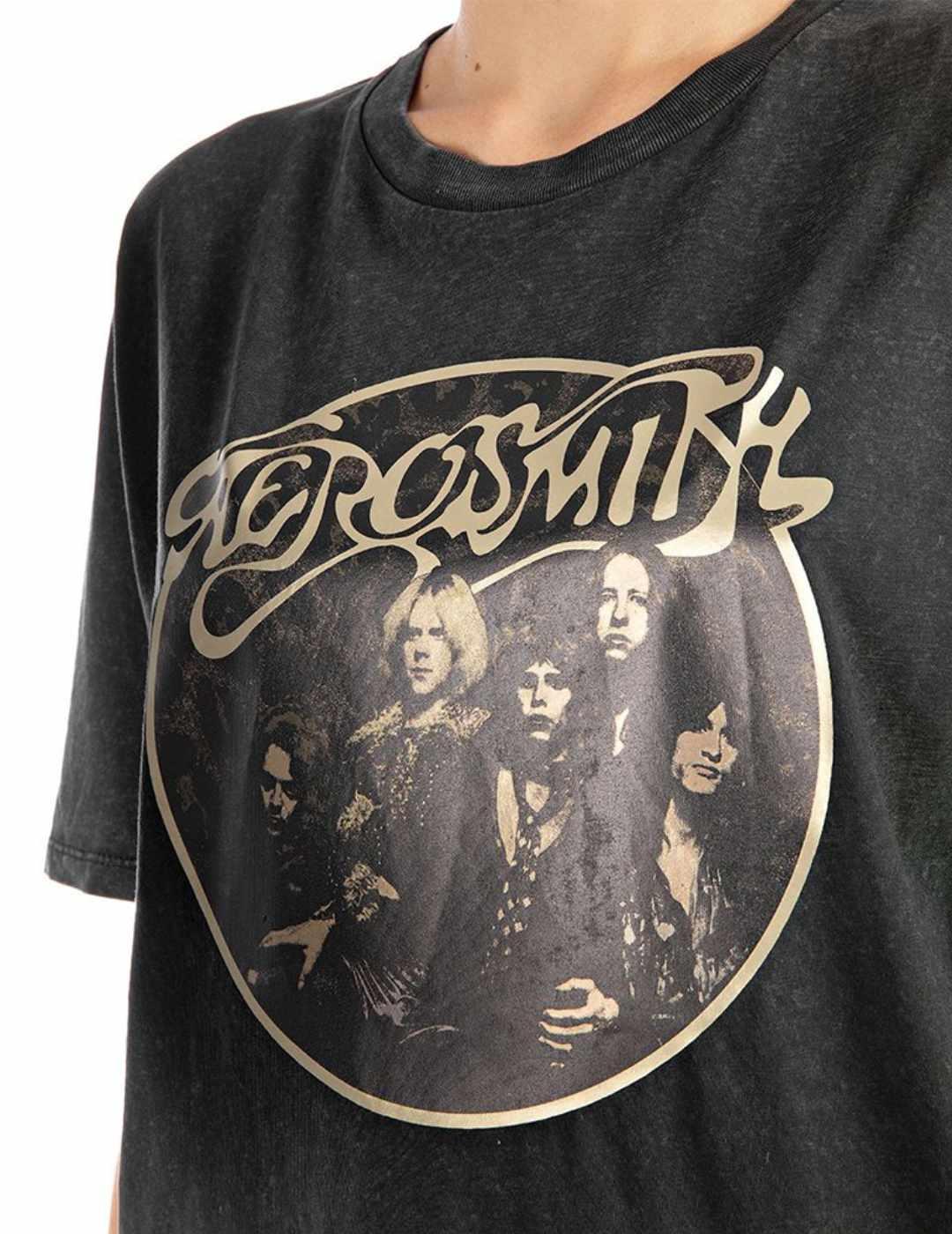 Camiseta Replay Tribute Aerosmith negra para mujer