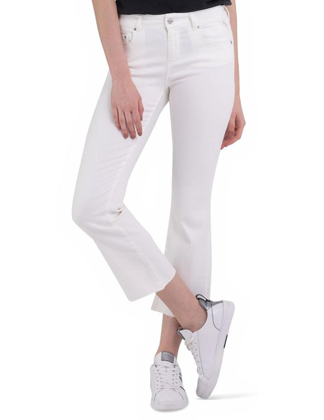 Pantalon vaquero Replay blanco flared para mujer