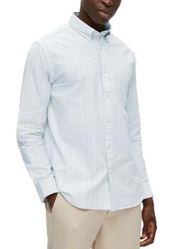 Camisa Selected Grick azul celeste rayas para hombre