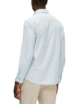 Camisa Selected Grick azul celeste rayas para hombre