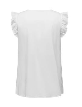 Camiseta Only Carmakoma Chalinos blanco volantes mujer