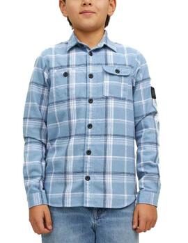 Camisa Jack/df01Jones Junior Oben celeste cuadros de niño