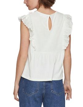 Camiseta Vila Ebbie troquelada blanca de mujer-Sc