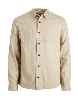 Camisa Jack&Jones beige manga larga para hombre