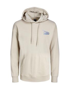 Sudadera Jack&Jones Lunar beige con capucha para hombre