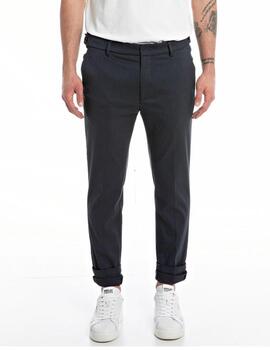 Pantalón Replay tela gris slim de cuadros para hombre